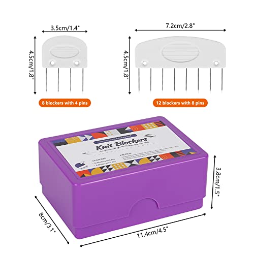 TVlifams 2 Boxes 20Pcs Knit Blocking Pins Kit, 8 Pins and 4 Pin Knit Crochet Blocking Combs for Blocking Knitting Sewing Lace Needlework Projects (2 Boxes) - color: 2 Boxes
