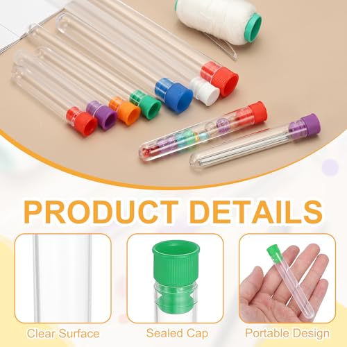 PATIKIL 2.4" Length Plastic Sewing Needle Storage Holder, 16 Pcs Portable Embroidery Needle Clear Pin Toothpick Storage Tubes Case for Craft Knitting, Green - color: Green, size: 2.4"