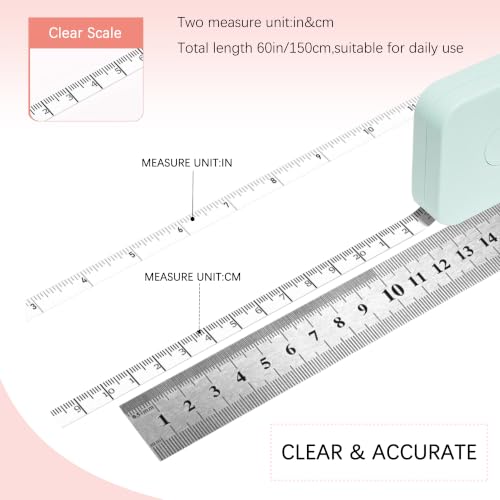 SlowVibes Bling Green Diamond Retractable Body Measuring Tape, 60 Inch | Dual-sided vinyl cloth tape with rope for waist, fabric,body measurements, sewing, tailor,knitting, weight loss - color: Green