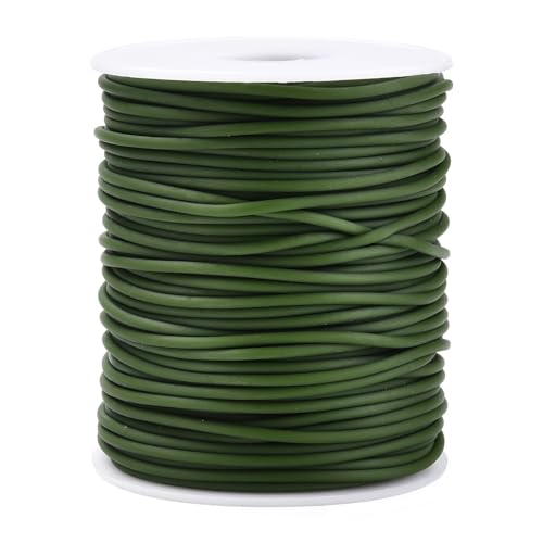 Beadthoven 2mm Hollow Pipe Rubber Tube Cords, 54.68Yards Barber Cord for Knitting Stitch Holder, Tubing Rubber Cord with Spool for Bracelet Jewelry Making DIY Crafts 1mm Hole - Dark Olive Green - color: Dark Olive Green, size: 2mm