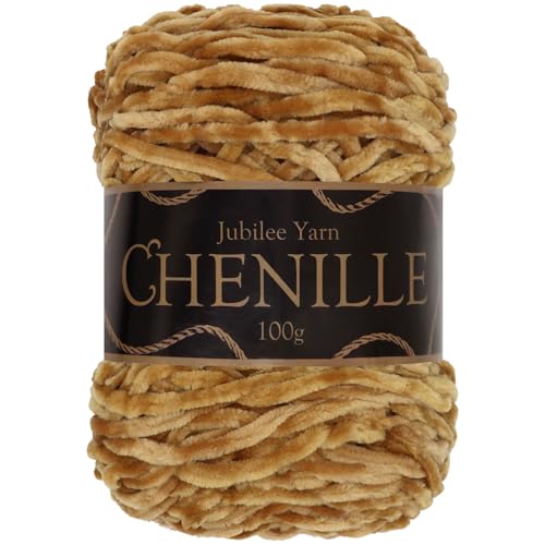 JubileeYarn Chenille Yarn - 100g/Cake Worsted Polyester - Teacake - 1 Cake - color: 020 Teacake, size: 1 Unit