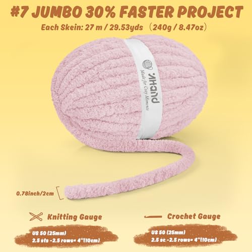 Inhand Baby Pink Chunky Chenille Yarn for Hand Knitting,Thick Bulky Mom Blanket Yarn for Crocheting,Soft Fluffy Yarn for Mother’s Day Gifts and Crafts for Women/Grandma,18 Pack (29.5Yds/8.4oz Each) - color: Baby Pink, size: 18 Pack