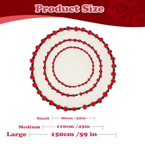 Rose Crochet Flower Bouquet Blanket, Handmade Knitted Throw Blanket | Christmas, Valentines, Mothers Day, Birthday, Anniversary Unique Red Rose Bouquet Gifts for Mom Wife Girlfriend, 43 Inch - color: White, size: Medium