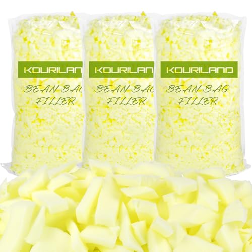 15LBS Bean Bag Filler, Shredded Memory Foam Beanbag Filling Pillow Stuffing | Bean Bag Refill for Couch Cushion Stuffed Animals Dog Bed Chair Arts Crafts - color: Yellow, size: 15 LBS