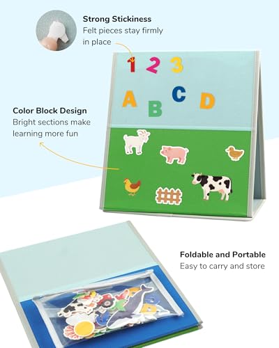 CHEFAN Felt Board for Toddlers, 29.5 x 12.2 Inches Freestanding Foldable Flannel Board, Preschool Learning & Storytelling Toy with Felt Pieces & Storage Bag - size: Felt Board with Pieces