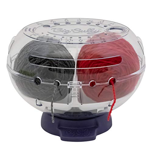 Prym Big Sully Travel Yarn Holder for Knitting & Crochet, Prevents Tangles with 6 Yarn Channels, Needle Gauge, Yarn Spindle, Non-Slip Base & Hidden Storage | Prevents Tangles with 6 Yarn Channels, Needle Gauge, Yarn Spindle, Non-Slip Base & Hidden Storage