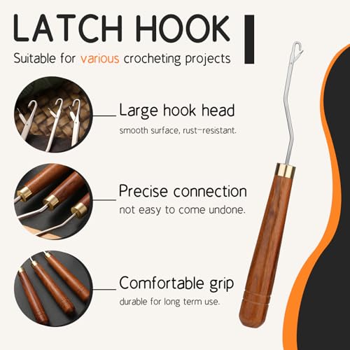 Giwrmu Latch Hook Tool, Bent Latch Hooks for Hair, Rug Hook (Type 1) | Wooden Bent Latch Hooks, Crochet Needle for Crochet Rug, Micro Braids, Hair Extension, Carpet Crafts - color: Type 1, size: Small Bent Hook
