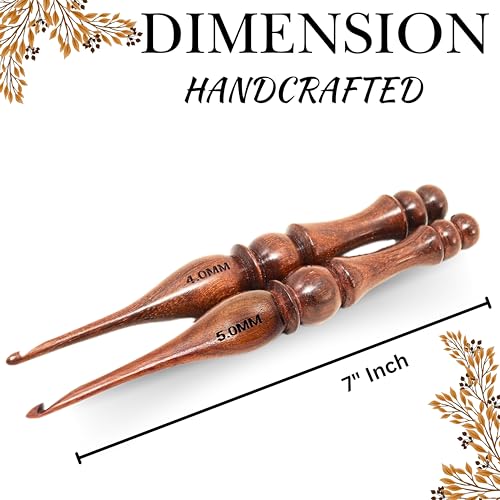 Rosewood Yarn Winder - Large Wooden Yarn Winder for Crocheting Handcrafted - Heavy Duty Natural Ball Winder - Best Wooden Yarn Bowl (Warn Winder & Crochets) - color: Warn Winder & Crochets