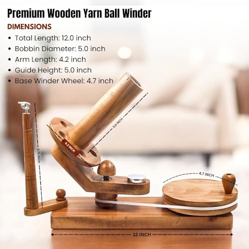 Antique Wooden Yarn Ball Winder Hand Operated Tabletop Yarn Winder with Guide Arm & Clamp, Knitting Wool String Ball Winding Machine for Crochet, Skeins & Fiber Arts Supplies - color: Antique Winder