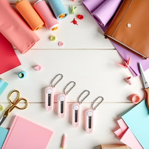 4Pcs Pink Folding Scissors Safe Portable Travel Foldable Telescopic Cutter Pocket Mini Scissor with Keychain for Cutting, Scrapbooking, Crafting, Sewing Craft Scissors