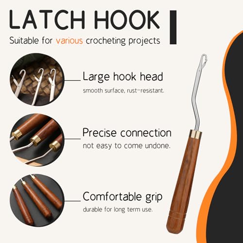 Giwrmu Latch Hook Tool, Large Bent Latch Hooks, Rug Hook (Type 1) | Crochet Needles for Hair, Crochet Hooks for Hair, Rug Hook for Rug Making, Braiding, and Crochet Craft - color: Type 1, size: Large Bent Hook