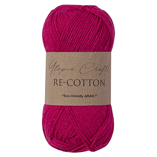 Re-Cotton Knitting Yarn 3X 100g / 3.52oz (Rose, 3 Pack) - color: Rose