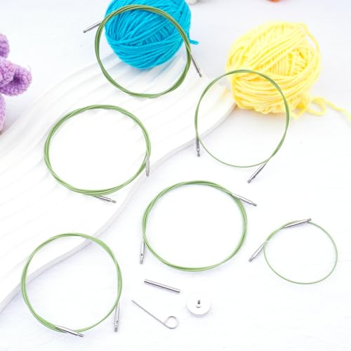 BsHooker Interchangeable Cables for Circular Knitting Needles 7.9 Inch | 360°Swivel Flexible Knitting Needles Cable - size: 8inch
