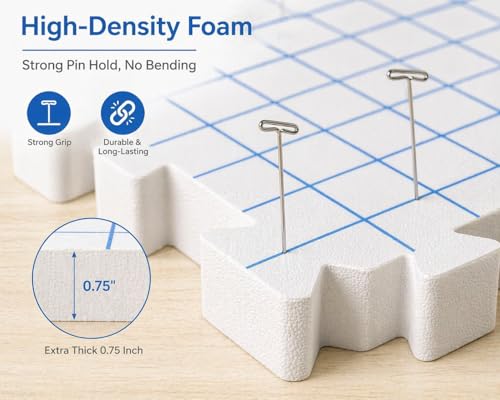 IRSTBL Knitting Blocking Mats Set – 9 Interlocking Foam Mats with Gridlines, 100 T Pins, 20 Locking Stitch Markers and Storage Bag – Crochet Blocking Boards Kit