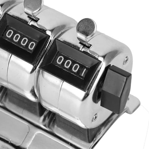 Hand Tally Counter, 4-Digit Clicker Counter Metal Mechanical Counter 0-9999 5 Units Conjoined Manual Pitch Counter