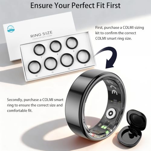 Smart Ring for Women, Health Tracker & 5ATM, COLMI R02. (Black, 12#) | No Subscription Fee & Skin Temperature, Heart Rate, Blood Oxygen, Sleep Health Monitoring, Sports Tracking, Menstrual Cycle. - color: Black, size: 12#