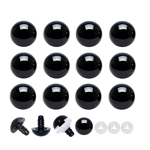 Thalinfayi 16mm Solid-Black Safety Eyes Craft Eyes for Amigurumi Crocheting | 80pcs Plastic Crochet Eyes and Washers for DIY Stuffed Plush Animals & Handmade Crafts ,Gloosy Smooth Surface, Even Color - size: 16mm