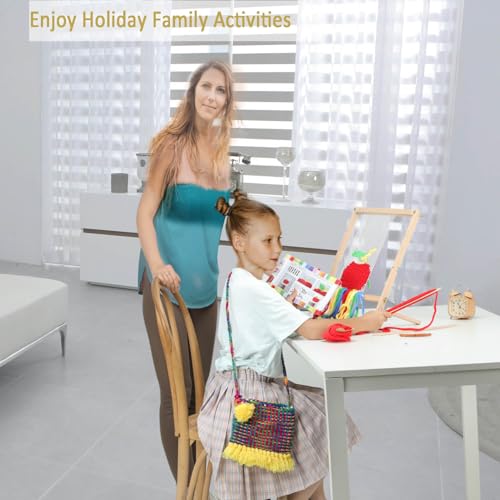 Weaving Loom for Beginners Adults/Kids and 1 Set of Weaving Works Complete Yarn Kit with Detailed Friendly Instructions, Parents and Children in The Holiday Experience Weaving Brings Fun_Apple - size: A3FT