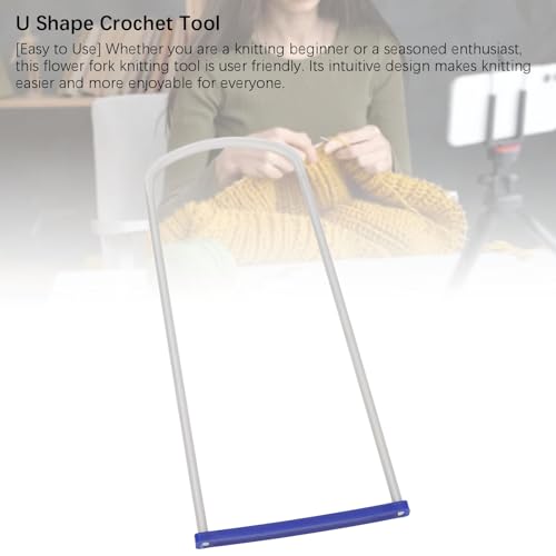 U Shape Knitting Tool Crochet Utensil U Shaped Slipping Flower Fork Crocheting Tools for Scarf, Fork Knitting Device Flower Braider Crochet Notions