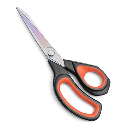 LIVINGO Fabric Scissors 8.5" Tailor Sewing Shears Professional | Forged Stainless Steel Blade, Titanium Coating, Comfortable Handle, Sewing Quilting Craft Materials - color: Black/Red, size: 8.5"