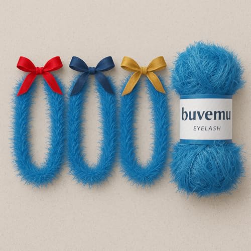 Eyelash Fun Fur Yarn 100 Gram (3.53 Ounces) 175 Yards (160 Meters) (Blue) - color: Blue, size: 1 Pack