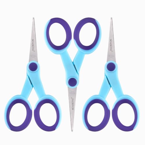 SCAIKTIG 5" Detail Scissors with Slanted-tip, Small Embroidery Scissors All Purpose For Sewing, Fabric, Paper Craft Cutting, Blue, 3-Pack - color: Blue(5“-3 Pack)