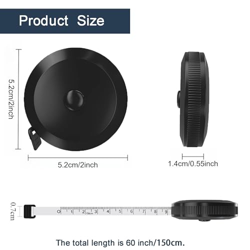 Soft Tape Measure for Body Measurements, 2-Pack 60" Flexible | Retractable Body Measuring Tape, Dual Scale Inch & cm, Cloth Tape Measure for Sewing, Tailor, Seamstress, Clothing & Waist