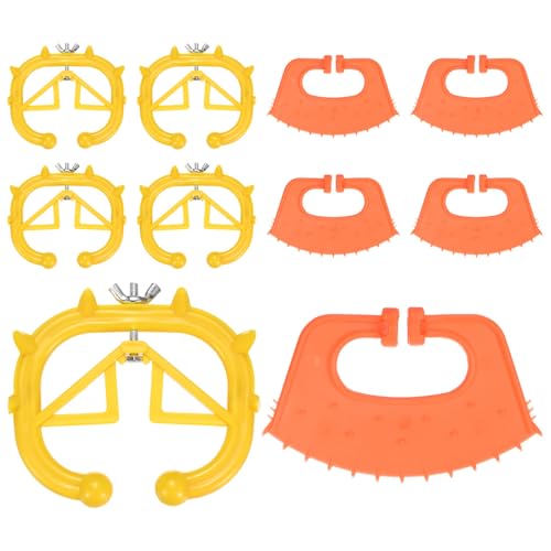 M METERXITY 10-Pack Cow Nose Rings Set, Plastic Farm Livestock Cow Nose Clip with 0.79" Long Spikes for Farm Cattle Prevent Milk Sucking [Yellow/Orange] - color: Yellow/Orange