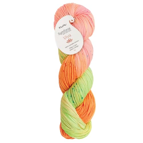 KnitPro Symfonie DK Weight Merino Wool Yarn 240yds, 100g, Galaxy Glow | 100% Extrafine Merino, Hand Dyed, OEKO-TEX Certified, Superwash, Colorfast, #3 Yarn Skein for Knitting & Crochet - color: Galaxy Glow