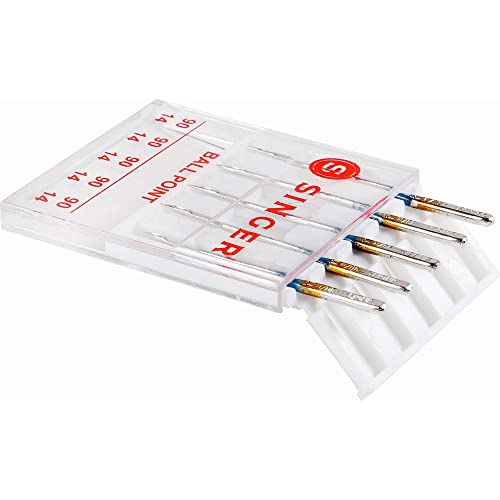 SINGER Ball Point Sewing Machine Needles, Size 90/14-5 Count - style: 100/16