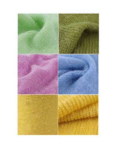 6 Balls Angora Mohair Wool Yarn, Long-haired Angola Soft Fingering Baby Mohair Cashmere Yarn for Knitting and Crochet DIY Scarf Sweater 300g (Water Green, L) - color: Water Green