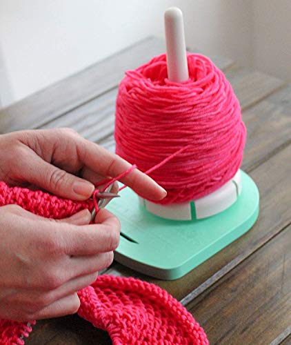 Yarn Dispenser by Yarn Valet – Non-Slip Base with Built-in Holder for Markers, Pattern and 4” Gauge Ruler