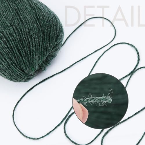 NICEEC 3 Skeins Soft Merino Wool Yarn- Green | Soft & Warm, Finger Weight, Woolen Yarn for Crochet & Knitting, Total 5.3oz/606yds - color: Green