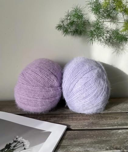 Snowbaby Wool Acrylic Blend Long Pile Yarn,(Worsted) Warm and Luxurious Fuzzy Yarn for Knitting and Crocheting DIY Hats Scarves Sweaters, 2 * 3.52oz/100g 207yds(25-Lilac Purple) - color: S25-Lilac Purple