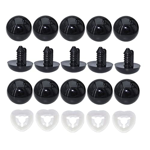 ARTCXC 30pcs 24mm Black Safety Eyes for Crocheting DIY Crafts | Plastic Large Crafts Eyes for Crocheting of Doll, Puppet, Plush Animal Decor,with 30pcs Washers ,Easy to Install Manually - color: Safety eyes