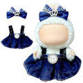 Doll Clothes for Labubu 15cm/17cm Dolls,Outfit for Labubu,Dress and Hairpin Set for Labubu Dolls Cute Stylish Dress Up Set(NO Doll) - color: Dark Blue