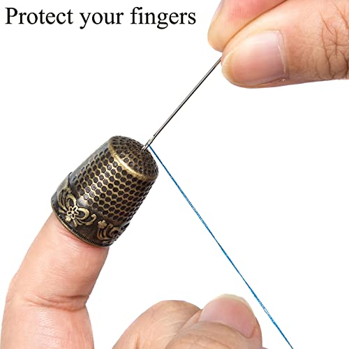J.CARP 4Pcs Sewing Thimble, Copper Color Sewing Thimble Finger Protector, Finger Shield Fingertip Thimble Sewing Quilting Craft, Accessories DIY Sewing Tools - color: Style2-Copper