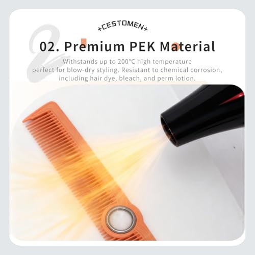 Round Vented Hair Brush & Barber Fine Tooth Cutting Comb Set (Green) | 360° Rotatable Finger Spin Comb for Blow Drying, Volume Curling, Hair Sectioning, for Salon Barbershop & Home Use - color: Green