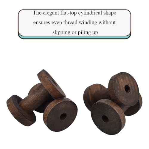 HAHIYO 2.36Inch/6cm 4PCs Vintage Coffee Color Wood Spool Retro Unfinished Wooden Thread Spools for Textile Wire Weaving Ribbon Crafts DIY Art Education Smooth Rotatable Bobbins - color: Retro Coffee Color, size: 2.36Inch-4P