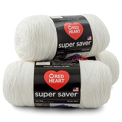 RED HEART Super Saver 3-Pack yarn, WHITE 3 Pack - color: White