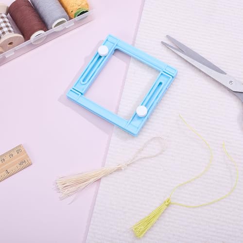 1 Pc Tassel Maker Square Adjustable Plastic Tassel Maker 3.54x3.5x0.67 Inch Portable Handmade Yarn Tassels Tool for Handmade Jewelry Home Decor Light Sky Blue