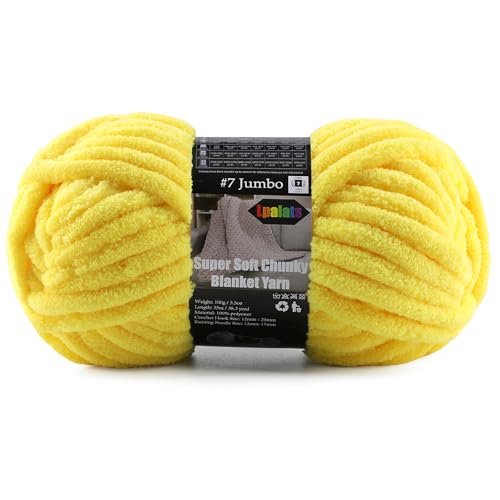 Super Soft Chunky Chenille Yarn for Crocheting & Knitting - 3.52oz/38.2yd per Skein, Ultra Plush Velvet Yarn for Baby Blankets, Amigurumi & Crafts, Golden Yellow, 1 Skein - color: Golden Yellow