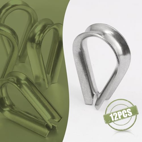 M5 Wire Rope Thimble, 304 Stainless Steel Thimble for 5/32-3/16 Inch Diameter Wire Rope, 12 Pieces - size: M5