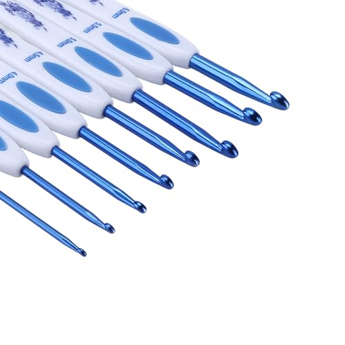 Crochet Hooks Set, 16 PCS Ergonomic Crochet Hooks Set Metal Crochet Hook Set Crochet Hooks Kit with Case Hand Knitting Yarn (Blue) - color: Blue