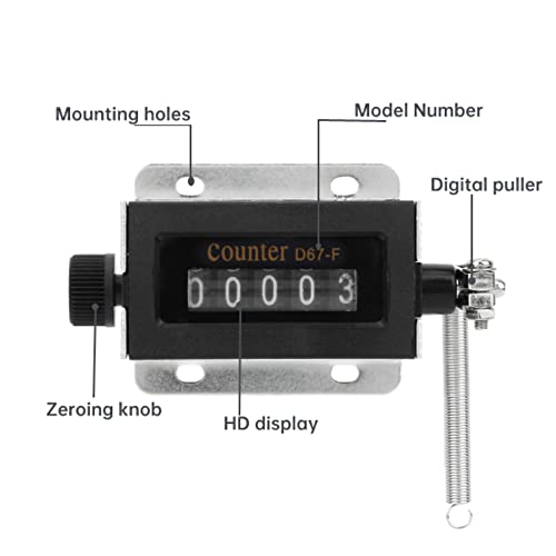 5 Digit Pull Counter D67-F 5 Digit Mechanical Resettable Manual Hand Pull Stroke Tally Counter Count Accurately
