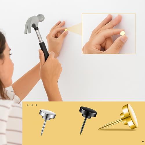 Black Heavy Duty Thumb Tacks, Push Pins for Upholstery and Carpets, Decorative Flat Tacks for Wood, Fabric, and More, 50 Pcs - color: Black