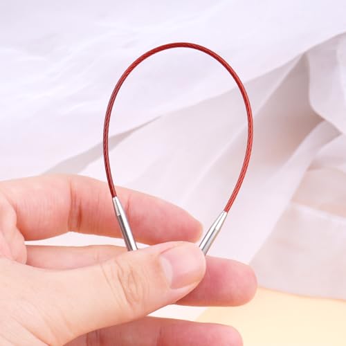 WAZAIGUR Interchangeable Circular Knitting Needles Cable 6.3inch/16cm | Durable, Smooth, Fit Interchangeable knitting needles, Polished Metal Connector Head, Metallic Cable - size: 6.3inch/16cm