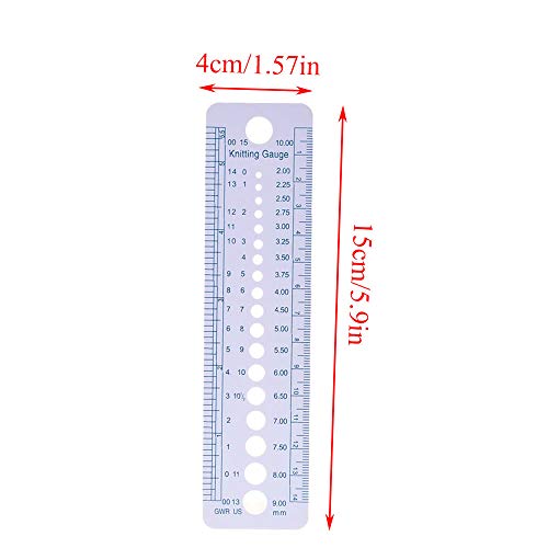 INCH CM Ruler UK US Canada Sizes Plastic Knitting Needle Gauge Circle Geometric Template Ruler Student Measure Tool - color: Grey