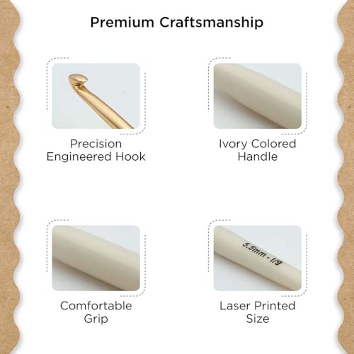 Knitter’s Pride Pearl Single-Ended Aluminum Crochet Hook - 5.50mm - size: 5.50 mm