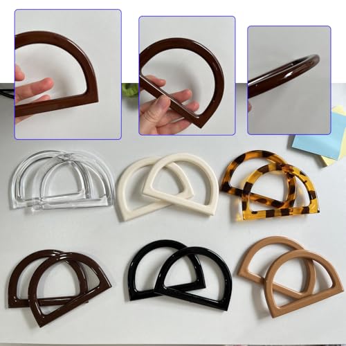 TQFXGLL 24 Pcs Pu Leather Crochet Bag Making Kits 6 Colors Oval Bag Bases | 12 Pcs D Shape Purse Handles, 6 Pcs Snap Buckles, DIY Craft Bags Making
